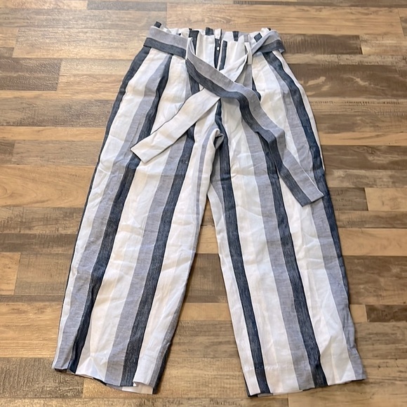 J. Crew Point Sur High Rise Striped Pant 100% linen 0 - Picture 1 of 11
